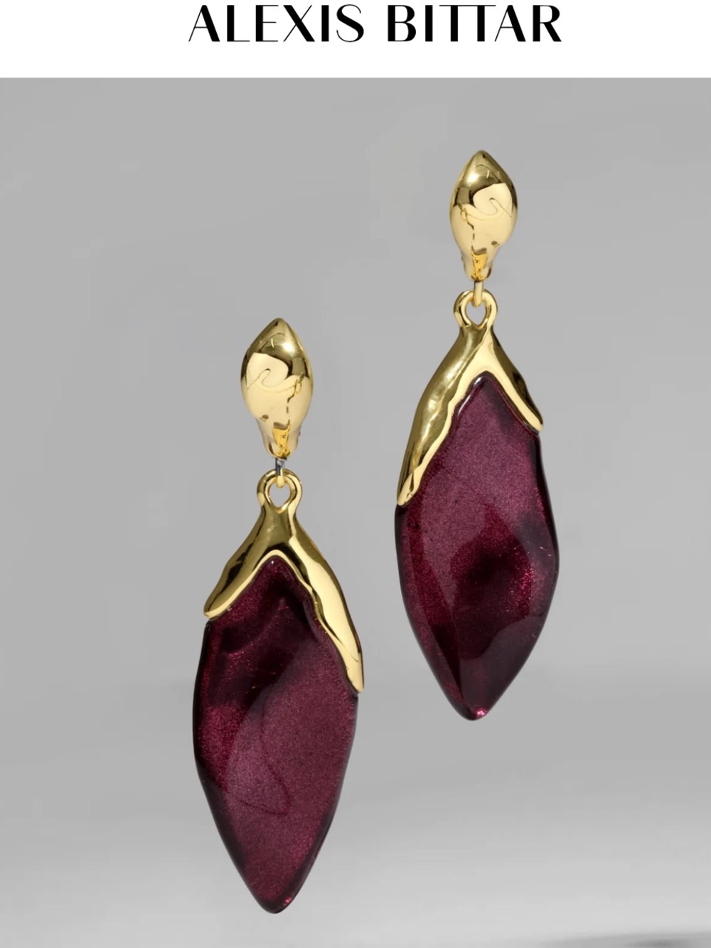 Alexis Bittar Lucite Petal Leverback Earrings - Black Cherry (NWT)